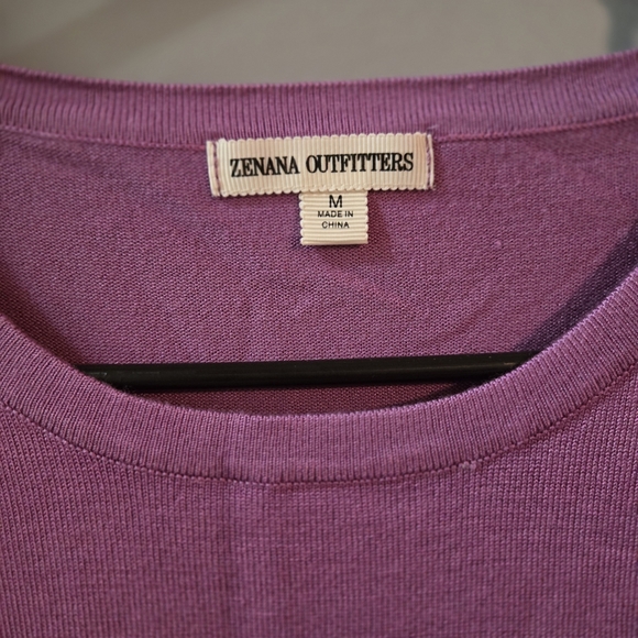 NWT Zenana Dark Mauve Crew Neck Sweater With Button Detail On Sleeve Relaxed Fit - Picture 3 of 6